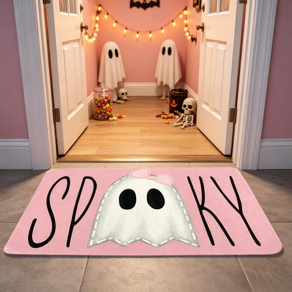 AuroraX Halloween Ghost Decor Outdoor Halloween Decoration Courtyard Tabletop Desktop Haunted Halloween Decoration for Yard Garden Pink