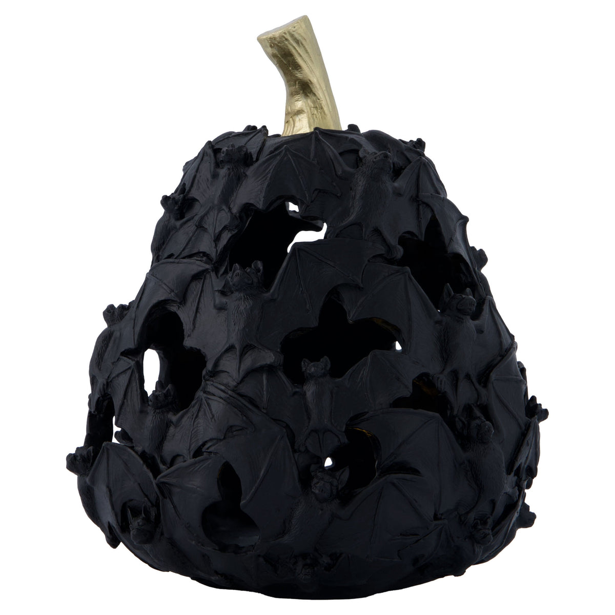 Light-Up Resin Bat Pumpkin Decoration, Black, 7.7", Halloween by Way To Celebrate