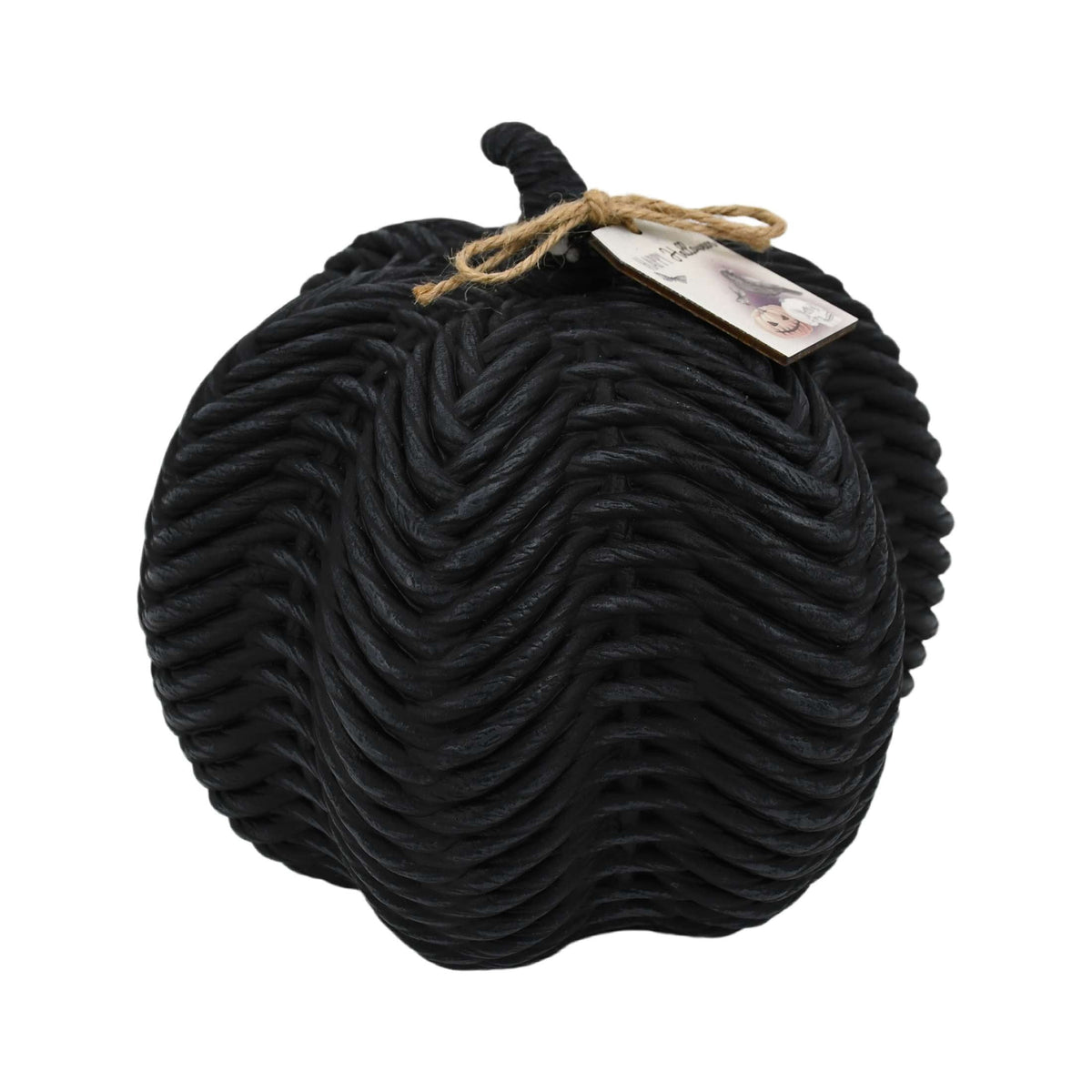 Woven Pumpkin Decoration, Black, 7", Halloween by Way To Celebrate