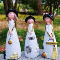 Halloween Witches Figurine Tabletop Decor,Resin Witch Statues Decorations with Classic Witches Hats,Cat,Ghost,Crow, and Pumpkins,Holiday,Party,Home Decor and Fall Decor