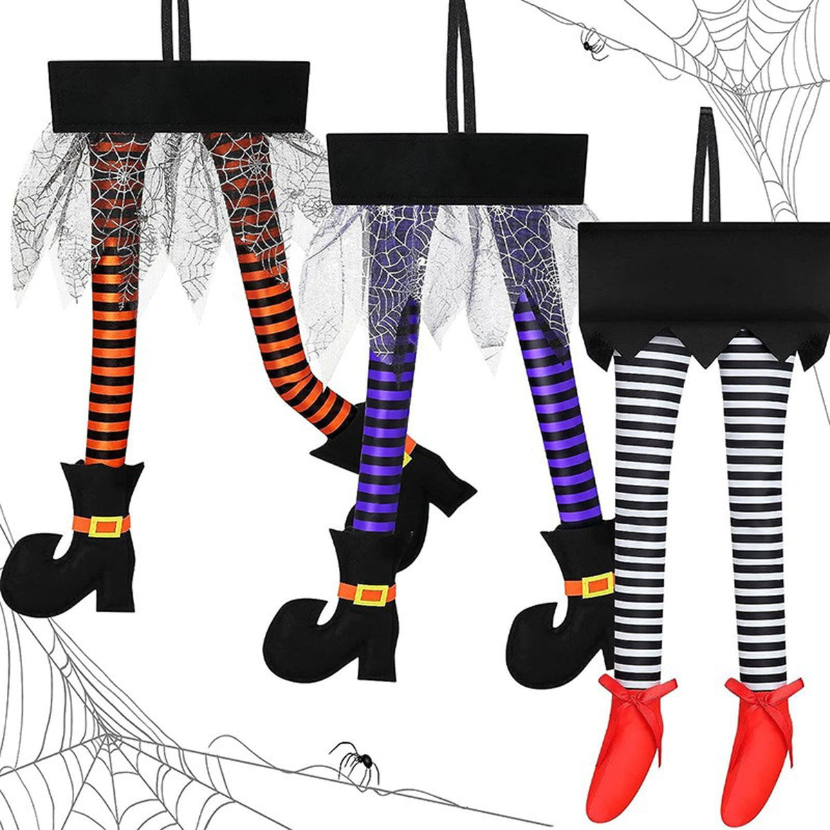 Fnochy Halloween Witch'S Legs For Wreath Plush Stuffed Witch Legs With Shoes Sticking Out Of Window Door Car Auto Trunk Outdoor Wicked Novelty Hanging Witch Legs Car Trunk Yard Decorations Clearance