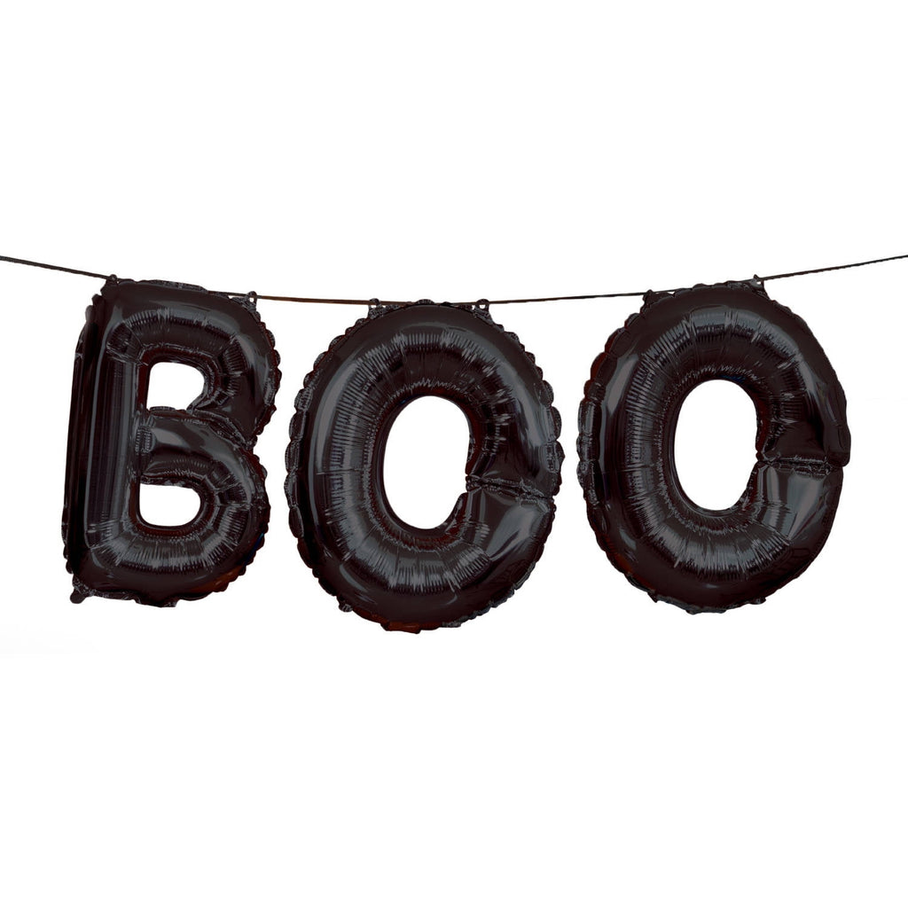 Foil Black Boo Halloween Letter Balloon Banner Kit