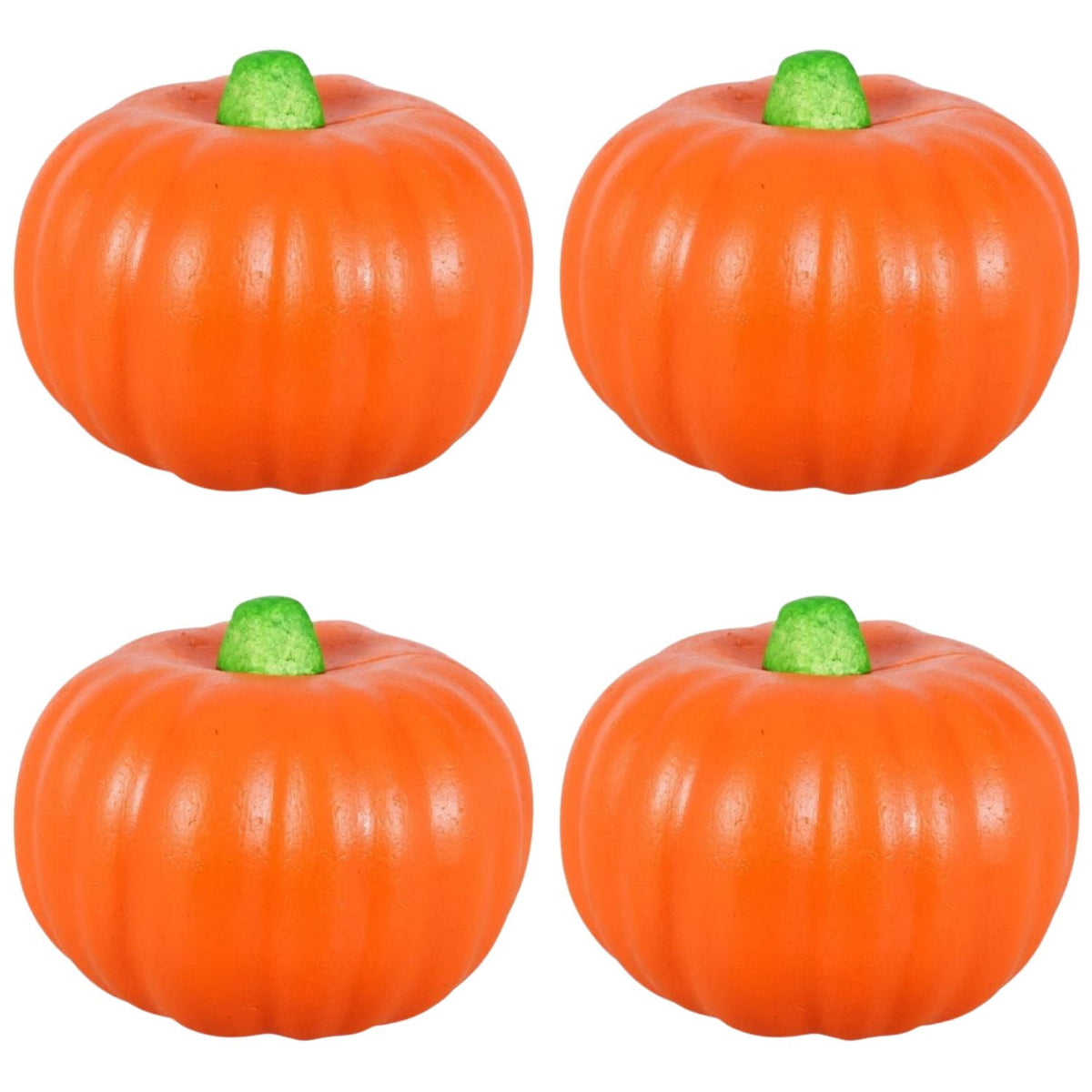 Four Orange Carvable Pumpkin Foam Decoration, 4.75 inches Pumpkin for Halloween Christmas Harvest Centerpiece DIY Decor