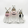 Ghost Dogs Figurine with Pumpkin Candy Bowl, Outdoor Safe Halloween Figurine Indoor Halloween Table Decor Halloween Decorations Indoor