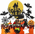 Halloween Cake Decoration Halloween Cupcake Topper Ghost Witch Pumpkin Bat Spider Haunt House Theme Cake Decoration for Horror Party Supplies