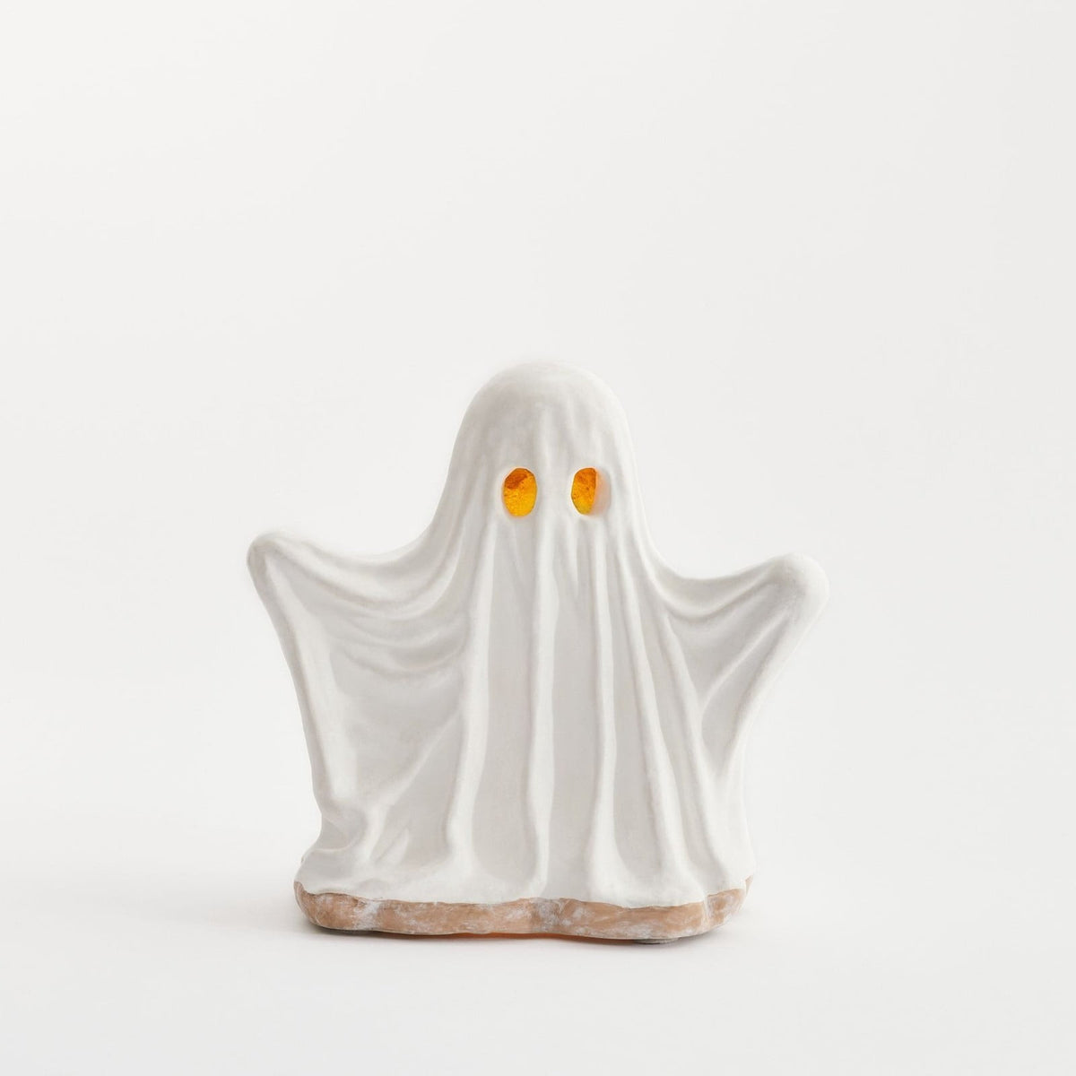 Halloween Ghost Figurine, Resin Lighted Ghost Ornament with Pumpkin Lantern & Beverage Cup, Tabletop Halloween Indoor Decor