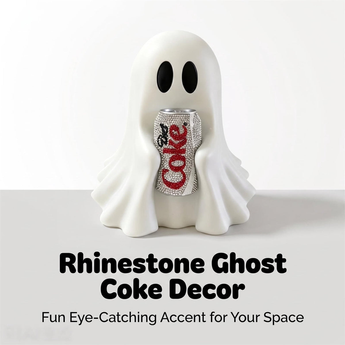 Halloween Ghost Figurine, Resin Lighted Ghost Ornament with Pumpkin Lantern & Beverage Cup, Tabletop Halloween Indoor Decor