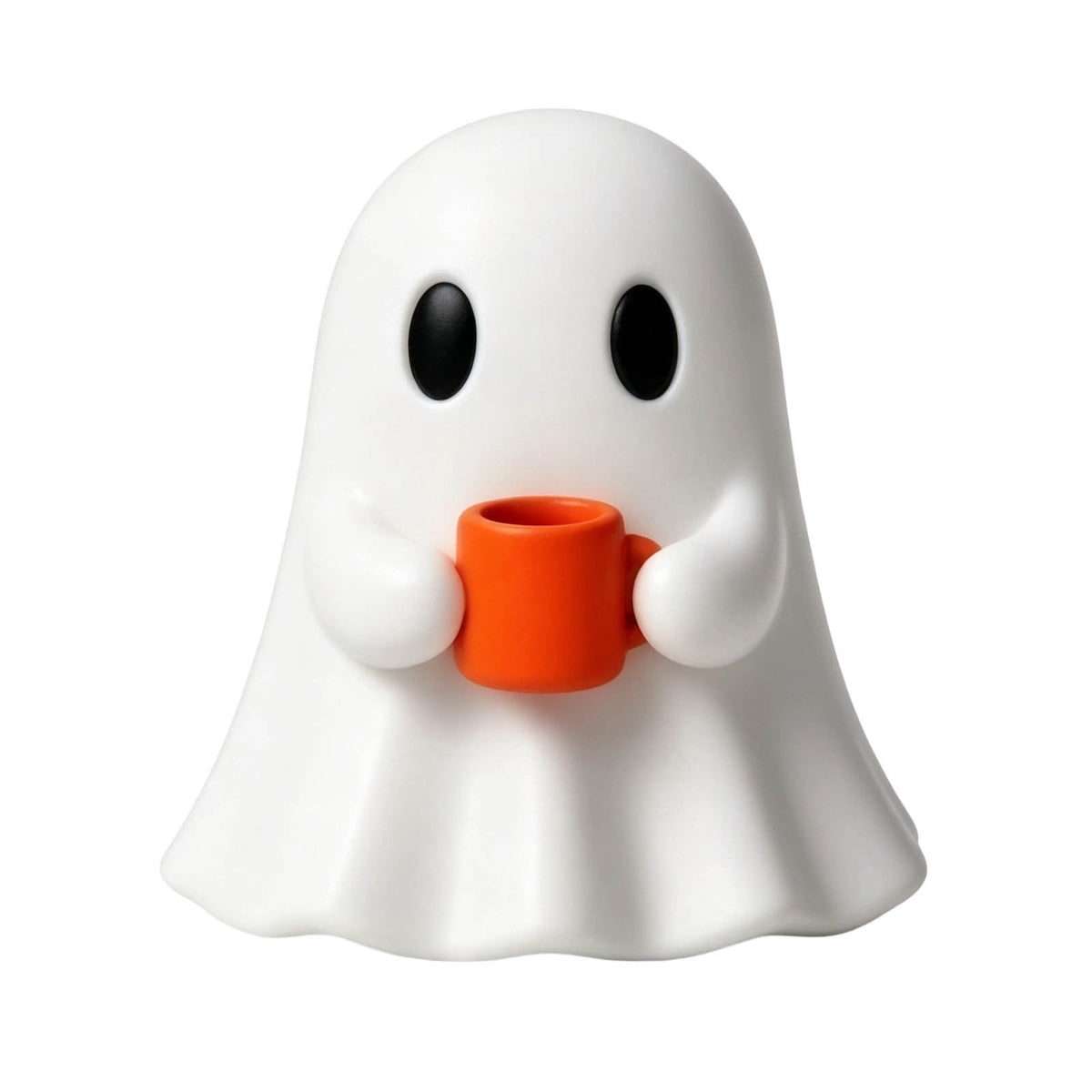 Halloween Ghost Figurine, Resin Lighted Ghost Ornament with Pumpkin Lantern & Beverage Cup, Tabletop Halloween Indoor Decor