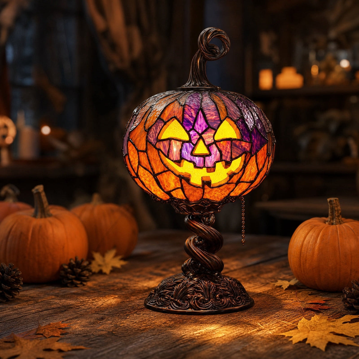 Halloween Pumpkin Night Light With Witch Hat Acrylic LED Tabletop Ornament, Spooky Glowing Figurine for Home Party Bedroom Holiday Decoration