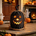 Halloween Decoration Faux Jack O Lantern Basket Seagrass Pumpkin Ornament Festive Tabletop Display Holiday Accents Home Party Supplies Autumn Harvest Seasonal Accenting Props