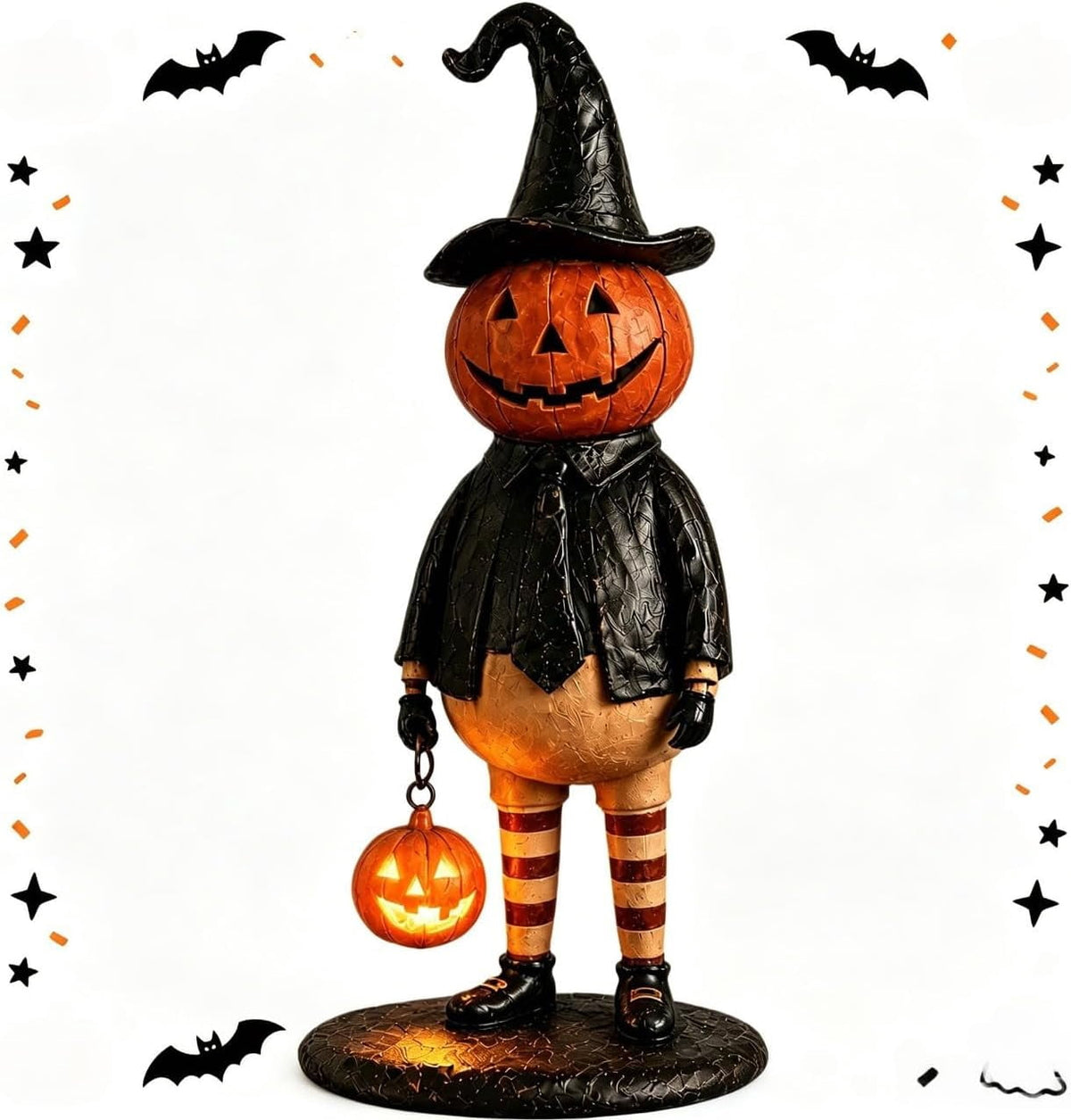 Fuebueo Halloween Witch Hat Lamp 11.81 Inch, Stained Glass Tiffany Style Table Lamp for Bedroom Nightstand, Gothic Witchy Halloween Decorations for Home Living Room