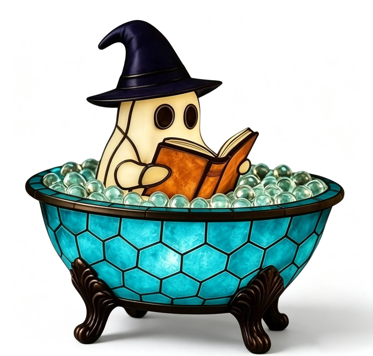 Halloween Pumpkin Night Light With Witch Hat Acrylic LED Tabletop Ornament, Spooky Glowing Figurine for Home Party Bedroom Holiday Decoration
