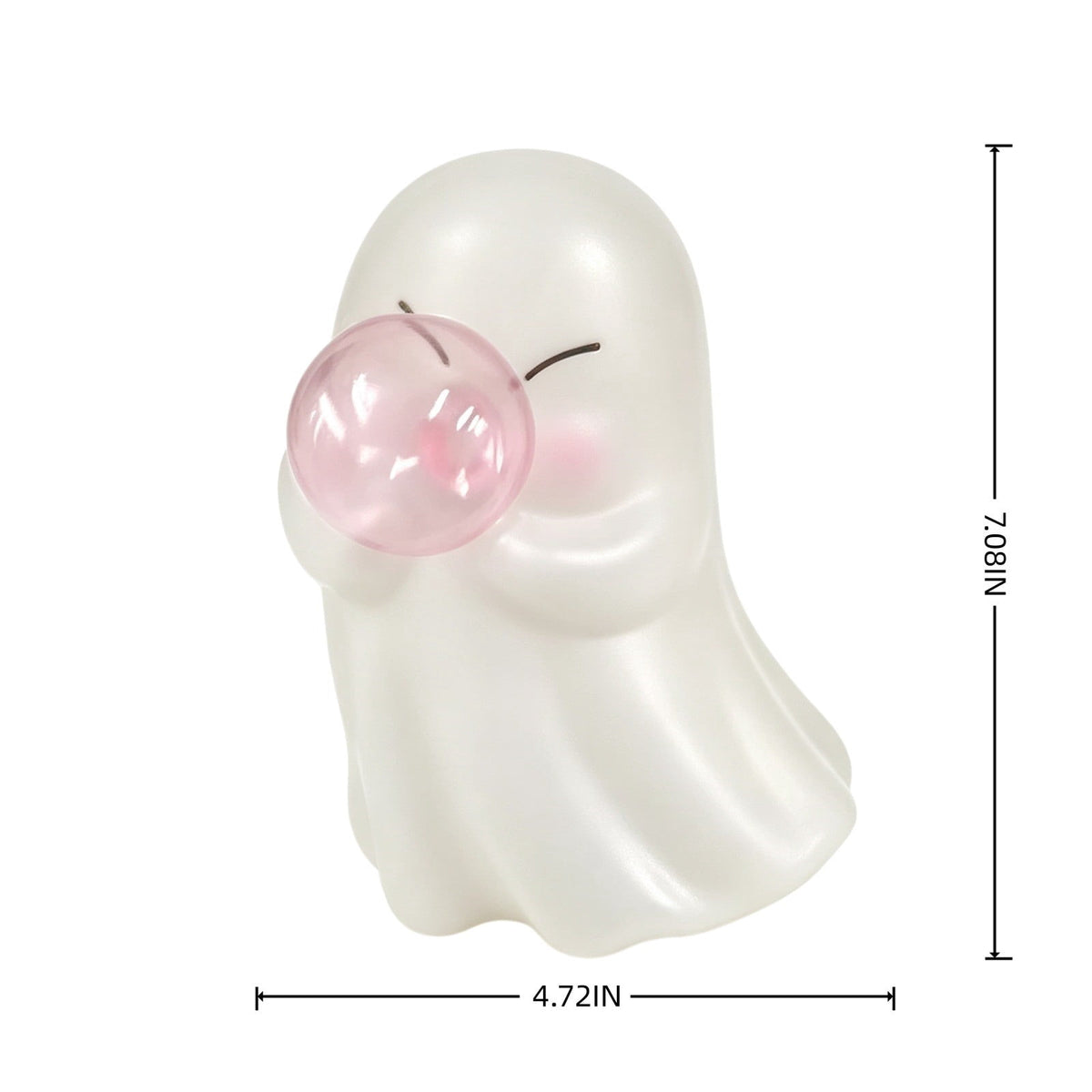 Halloween Ghost Figurine, Ghost Girl with Pink Bow & Hot Drink, Funny Ghost Statue Halloween Decor for Gift, Cute Spooky Tabletop Ornament for Home, Mantle, Desk & Party Decoration