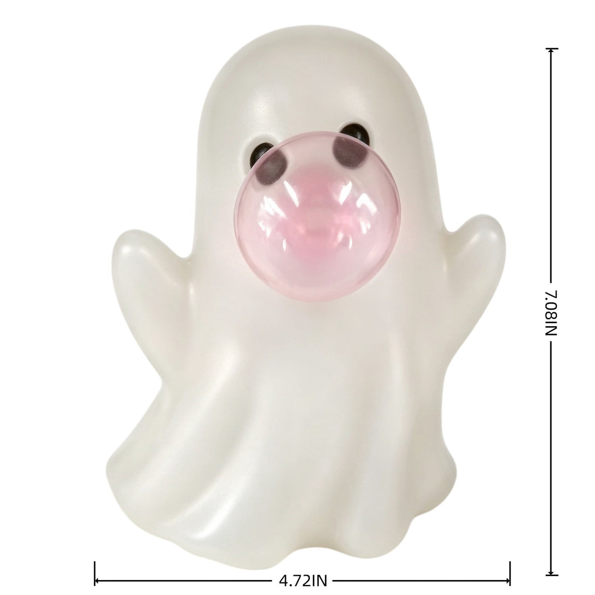 Halloween Ghost Figurine, Ghost Girl with Pink Bow & Hot Drink, Funny Ghost Statue Halloween Decor for Gift, Cute Spooky Tabletop Ornament for Home, Mantle, Desk & Party Decoration
