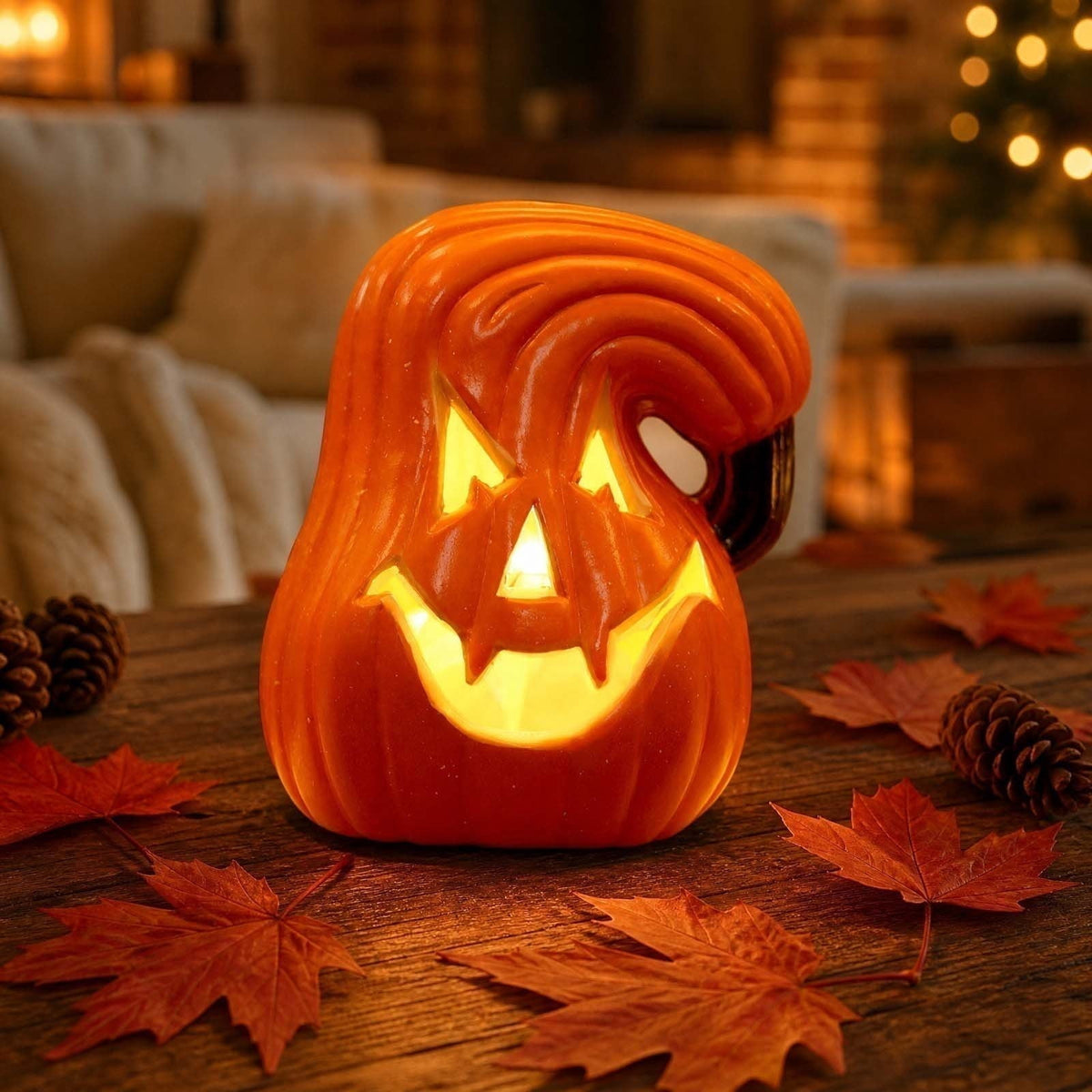 Halloween Pumpkin LED Light Lamp Blow Mold Pumpkin Decoration For Tabletop Shelf And Mantel