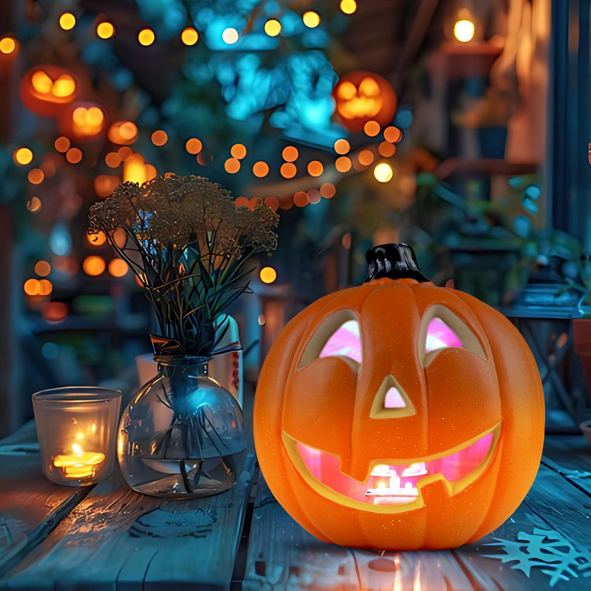 Halloween Pumpkin Lamp Light Decor,Battery Operated Halloween Jack-O-Lantern,Spooky Vintage LED Lighted Pumpkin Lights for Outdoor Indoor Tabletop Front Door Porch Garden Patio Yard