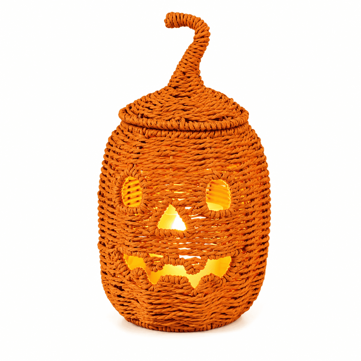 Handwoven Rattan Ghost Lantern with Witch Hat - 13.78 Inch White Wicker Ghost Decor, Light Up Halloween Decorations for Indoor Outdoor, Porch, Patio, Spooky Home Decor, Fall Harvest