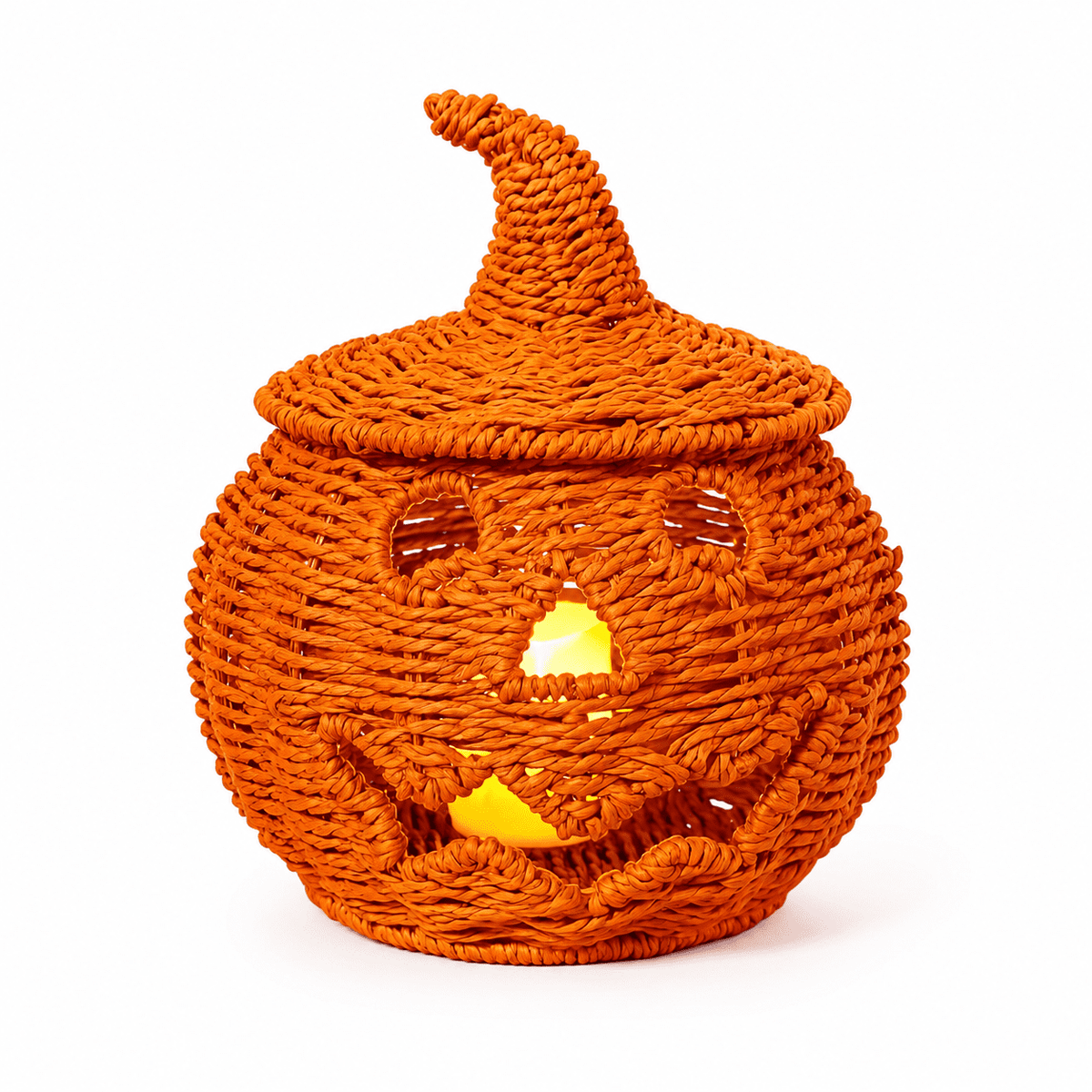 Handwoven Rattan Ghost Lantern with Witch Hat - 13.78 Inch White Wicker Ghost Decor, Light Up Halloween Decorations for Indoor Outdoor, Porch, Patio, Spooky Home Decor, Fall Harvest