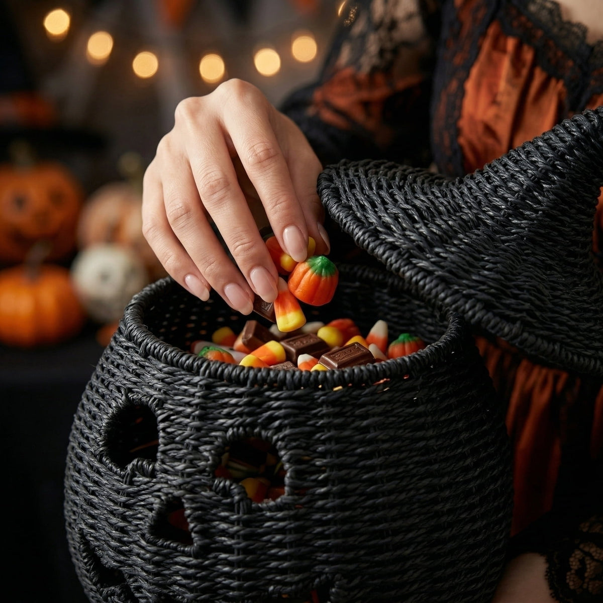 Handwoven Pumpkin Lantern, Rustic Vintage Halloween Decor, 28cm Woven Pumpkin Lantern Without LED Candle Light, Pumpkin Ornament for Mantel Doorstep Halloween Party Decorations