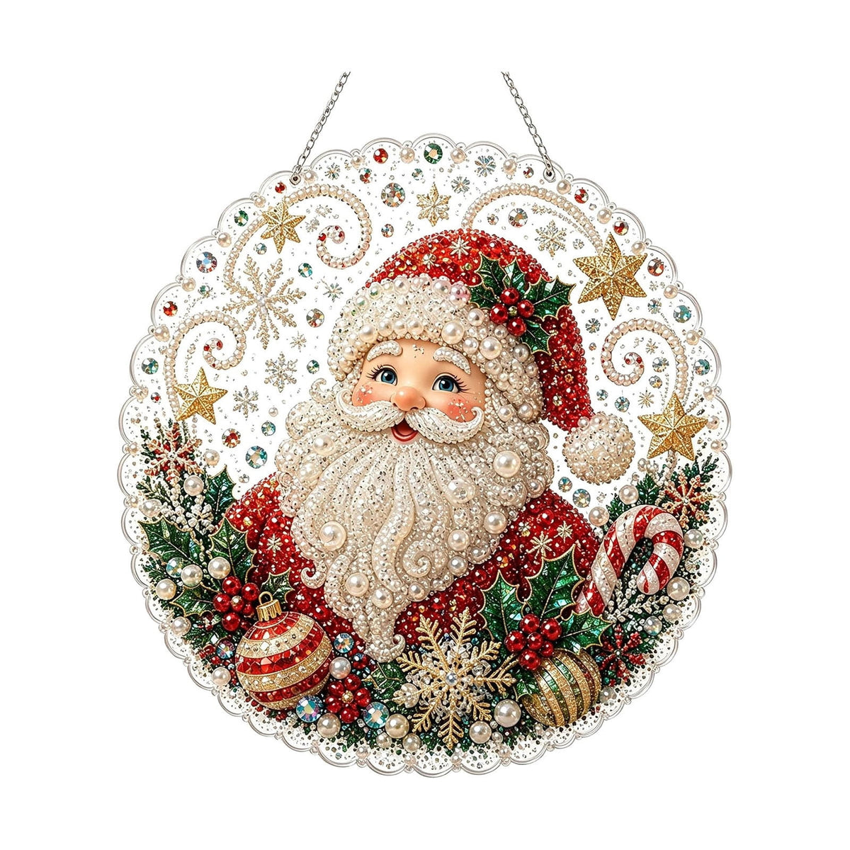 JWZZYD DIY Christmas Pearl Painting Art Kit with Frame, 9.8" Christmas Pearl Beads Art Craft Set, Gemstone Dots Beads for Holiday Christmas Wall Decor, Decoration Gift(Reindeer)