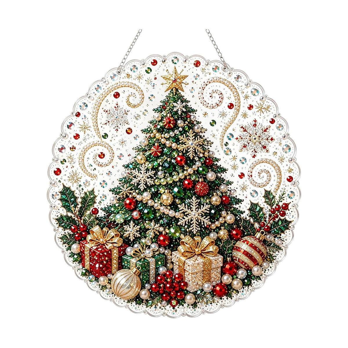 JWZZYD DIY Christmas Pearl Painting Art Kit with Frame, 9.8" Christmas Pearl Beads Art Craft Set, Gemstone Dots Beads for Holiday Christmas Wall Decor, Decoration Gift(Reindeer)