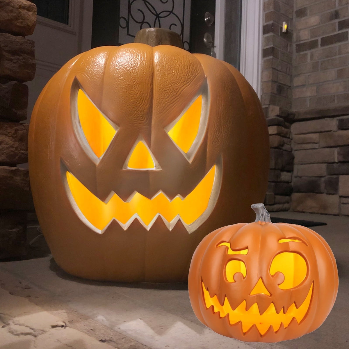 Gamexcel 3 Pack Light Up Jack O Lantern Pumpkins, 10/14/16 in Waterproof LED Halloween Decorations for Indoor Outdoor Porch Yard