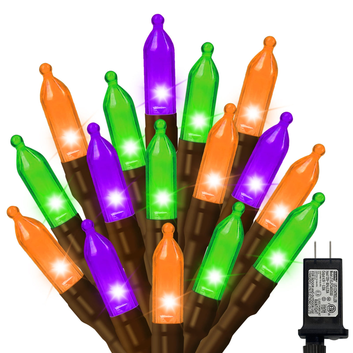LAMPHOME Orange Purple Green Halloween String Lights Outdoor, 32.5FT 100 LED Waterproof Christmas Lights with 16 Lighting Modes for Halloween Garden Party Christmas Xmas Tree Lights Decor