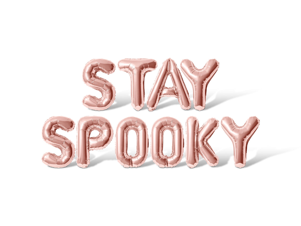 Letter Balloons - STAY SPOOKY 16" Inch Alphabet Letters Foil Mylar Balloon Halloween Party Banner (White)