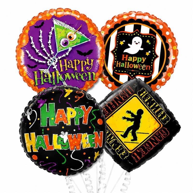PMU Halloween Party Decoration "Happy Halloween" Jack Faces Aglow 18 Inch Mylar-Foil Balloon (1pkg) Pkg/1