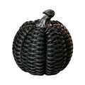 Halloween Resin Faux Pumpkin Decor – 11cm Tall Simulated Woven Pattern Pumpkin Ornament – Halloween Party Decorations for Yard Garden Holiday Layout