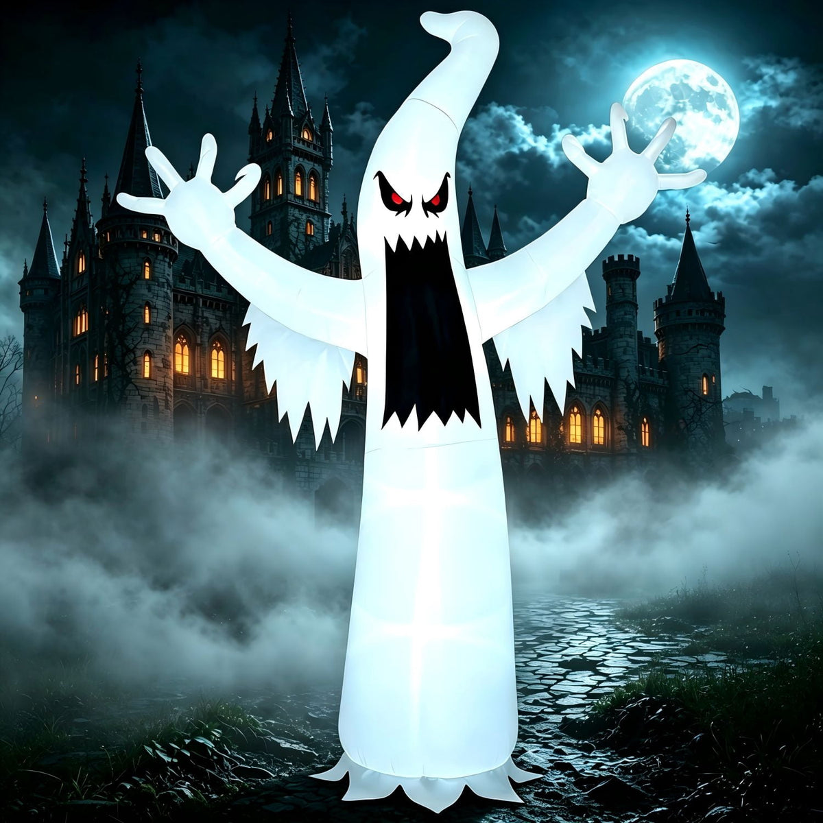 Joyfy 12ft Halloween Ghost Inflatable,Giant Ghosts inflatables with Build-in LEDs Outdoor Decorations,Blow Ups Halloween Yard Inflatables