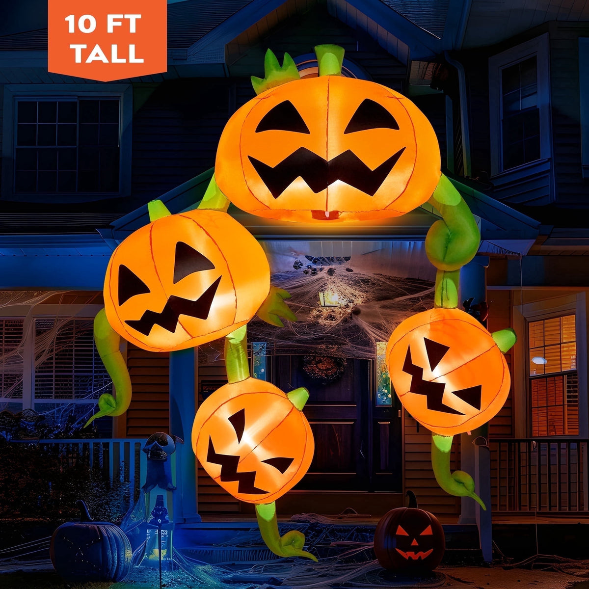 Joyfy 4 FT Halloween Inflatable Purple Octupos Head with Tentacles Broke Out from Window with Built-in LED Blow Up Inflatable for Window Decoration Yard Garden Lawn Decor