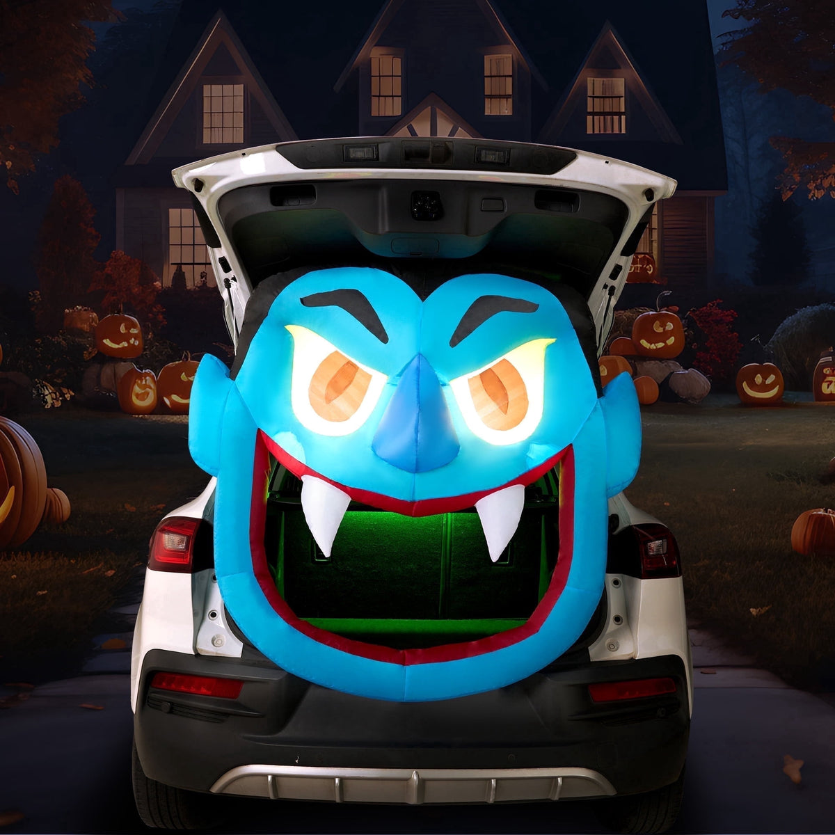 Joyfy 5 FT Halloween Inflatable Ghost Decoration with Colorful LEDs,Trunk or Treat Car Decorations Kit Ghost Trio with Built-in LED Light for Halloween Party Indoor,Outdoor,Yard,Garden Decor