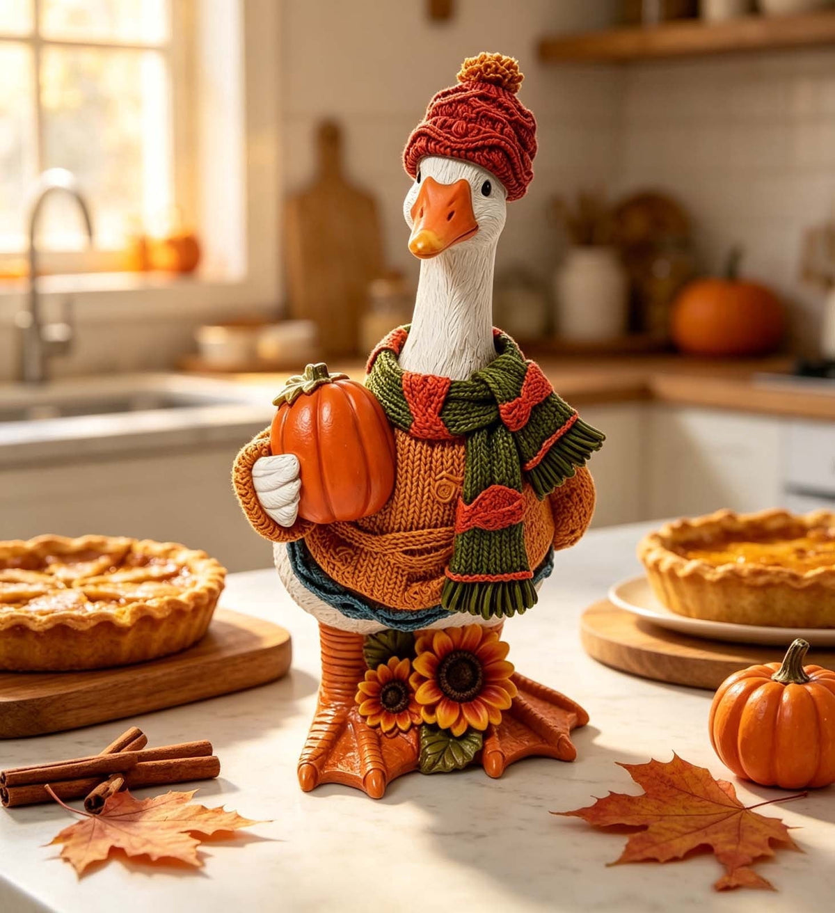 Fall Decorations for Home, 7.9in Lighted Halloween Scarecrow Dog Figurine, Resin Thanksgiving Halloween Garden Dogs Figurines for Autumn Harvest Porch Yard Garden Decor
