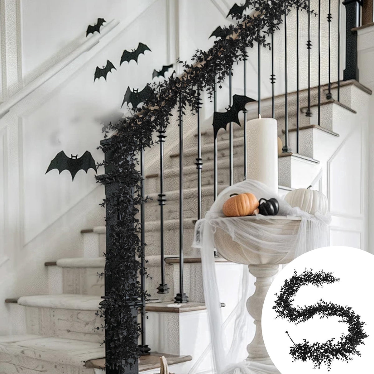 Halloween Pumpkin Garland - 68" Fall Leaf Decor for Mantle, Staircase & Porch, Outdoor/Indoor Autumn Thanksgiving Party Decoration (Multicolor)