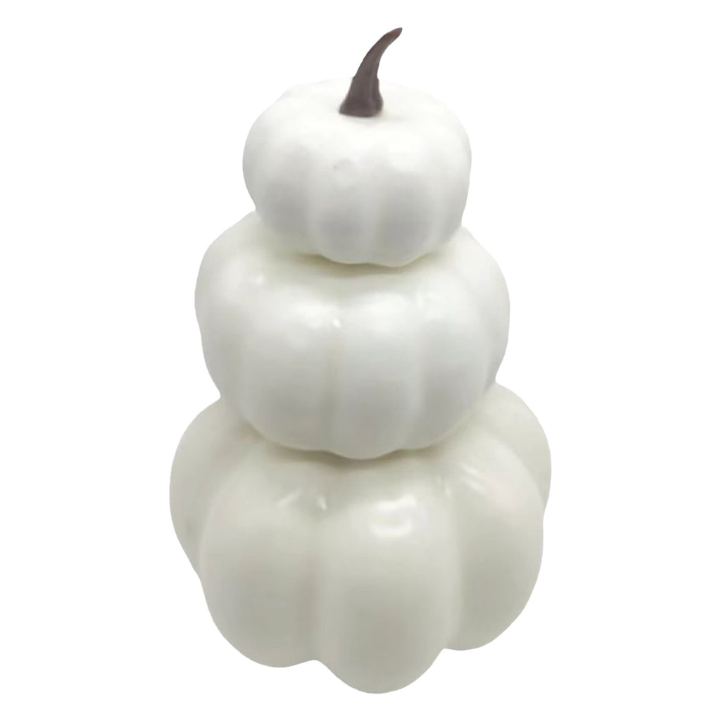 White Stacked Pumpkin Model - Realistic Fall and Thanksgiving Home Decor