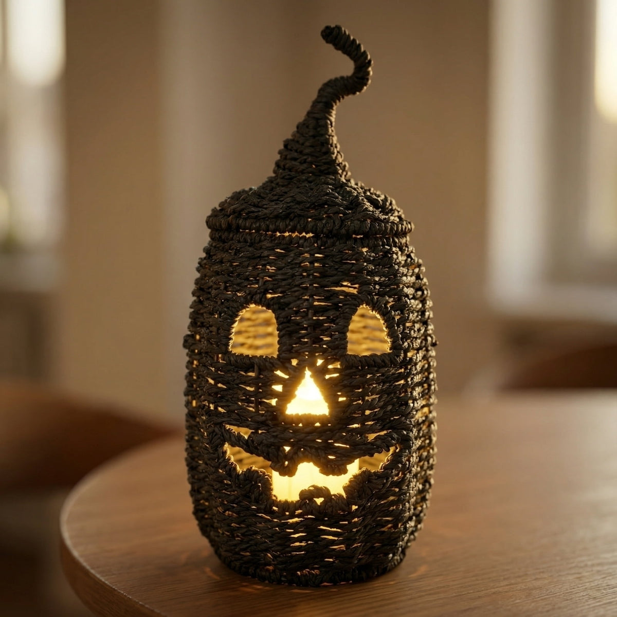 Handwoven Pumpkin Lantern, Rustic Vintage Halloween Decor, 28cm Woven Pumpkin Lantern Without LED Candle Light, Pumpkin Ornament for Mantel Doorstep Halloween Party Decorations