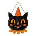 Yashow 2D Wooden Halloween Door Hanger, Vintage Pumpkin Sign 13.78x10.63 Inch, Rustic Retro Folk-Art Wall Decor for Porch, Room and Farmhouse, Festive Home Gift