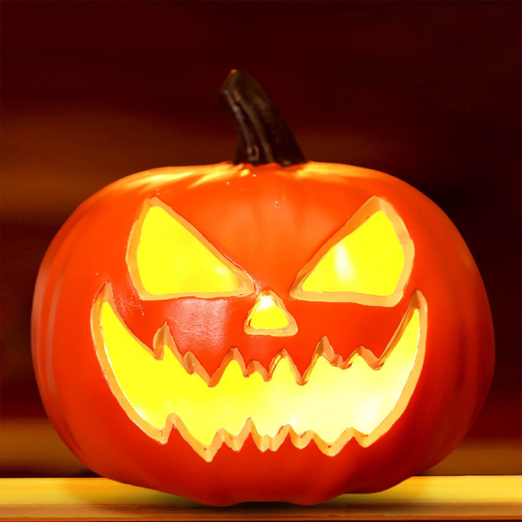 SRUILUO Halloween Light up Jack-O-Lantern, Fall Thanksgiving Pumpkin Light Decorations, Pumpkin Prop with LED Light, Halloween Tabletop Decorations Props for Indoor Outdoor Decor (No Battery)