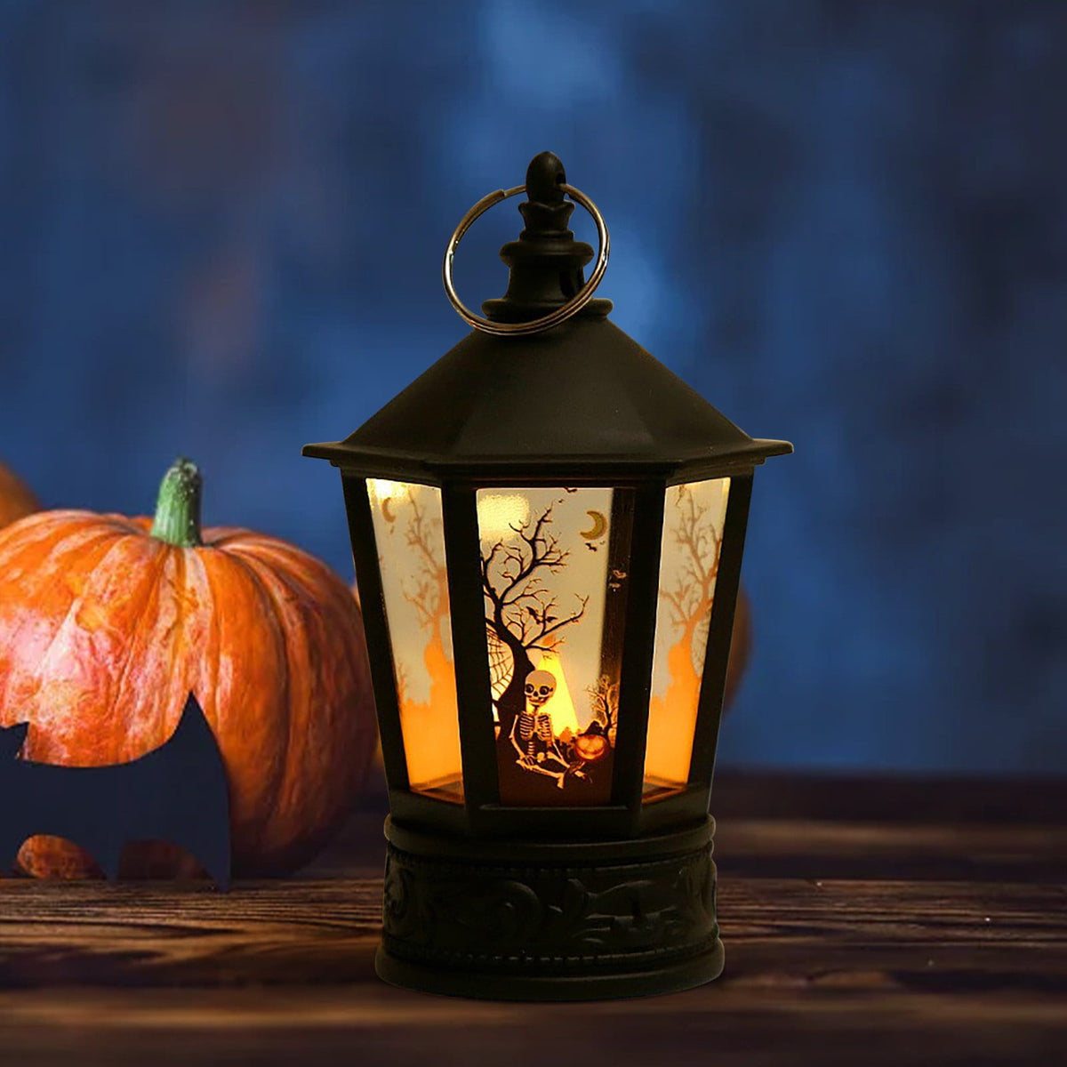 Halloween Lanterns Pumpkin Skull Decorations, Battery Operated Light, Indoor Party Decor for Halloween Table Centerpieces