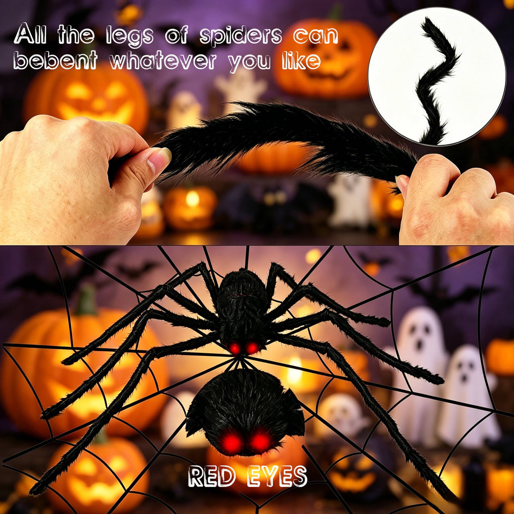 VOLIVO Halloween Spider Web Lights, 4FT Diameter 8 Modes Net Lights with Black Spider, Remote Control Waterproof for Indoor Outdoor (Purple)