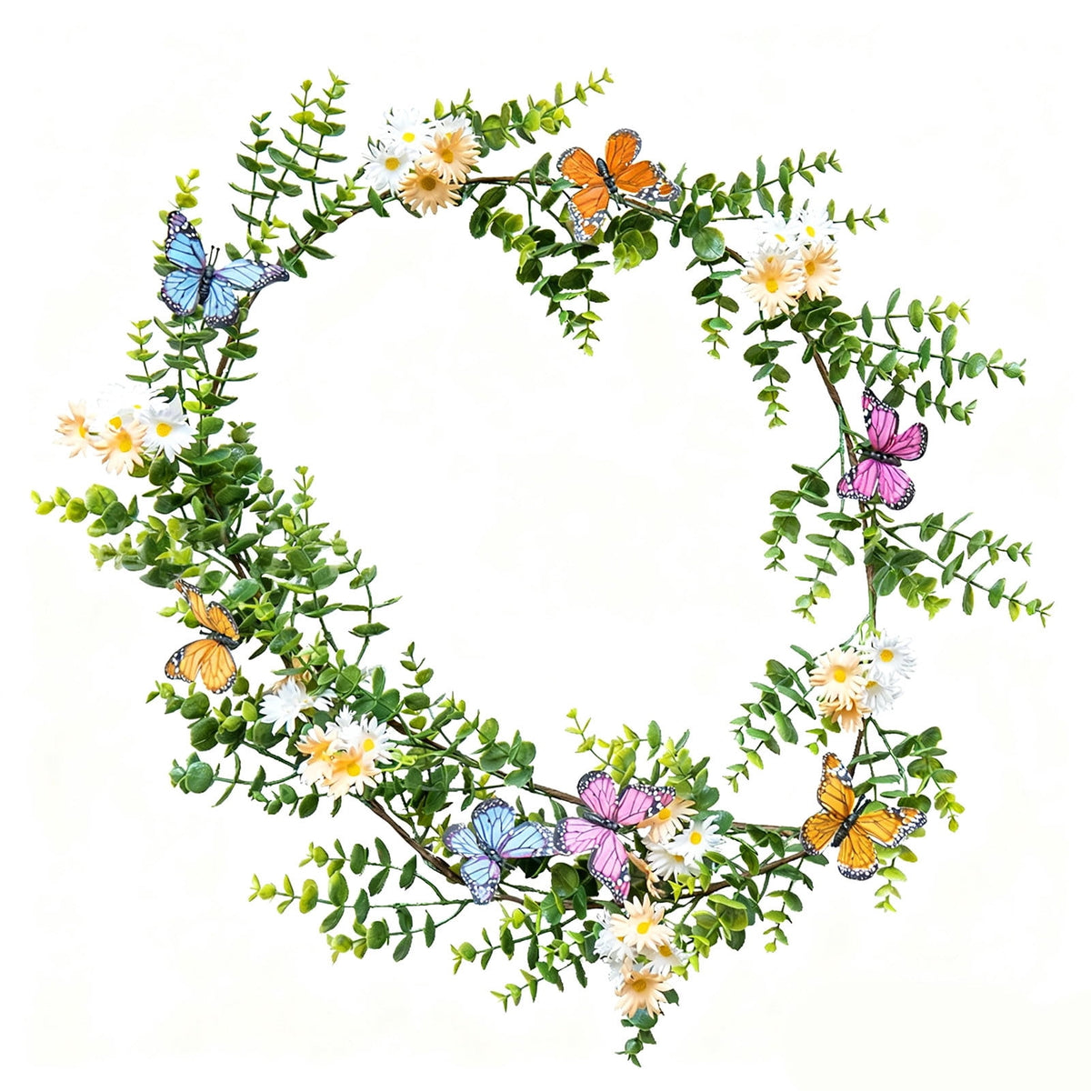 yulier Artificial Garland 70.86 inch Spring Garland with Flowers, Faux Vines Floral Hanging Garland for Holiday Wedding Spring Home Party Window Door Fireplace Table Indoor Outdoor Decor