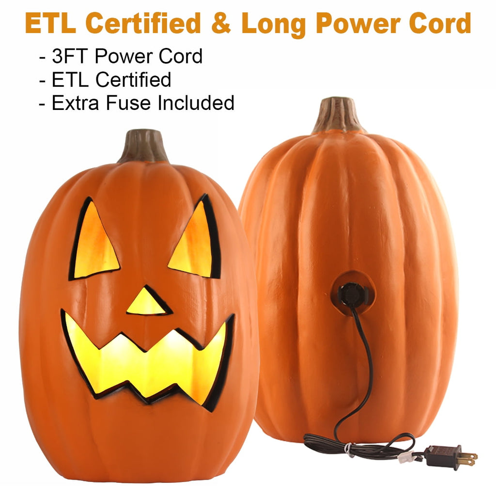 DUNCHATY 16" Pre-lit Halloween Pumpkin Lights - Jack O' Lantern for Porch, Door, Fireplace, Indoor/Outdoor Decor