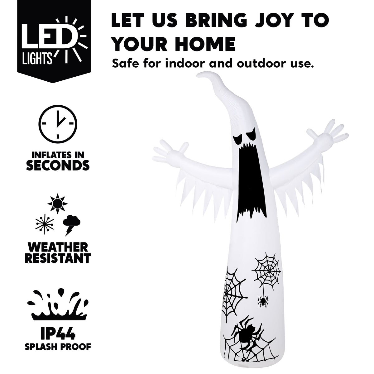 Joyfy 12ft Halloween Ghost Inflatable,Giant Ghosts inflatables with Build-in LEDs Outdoor Decorations,Blow Ups Halloween Yard Inflatables