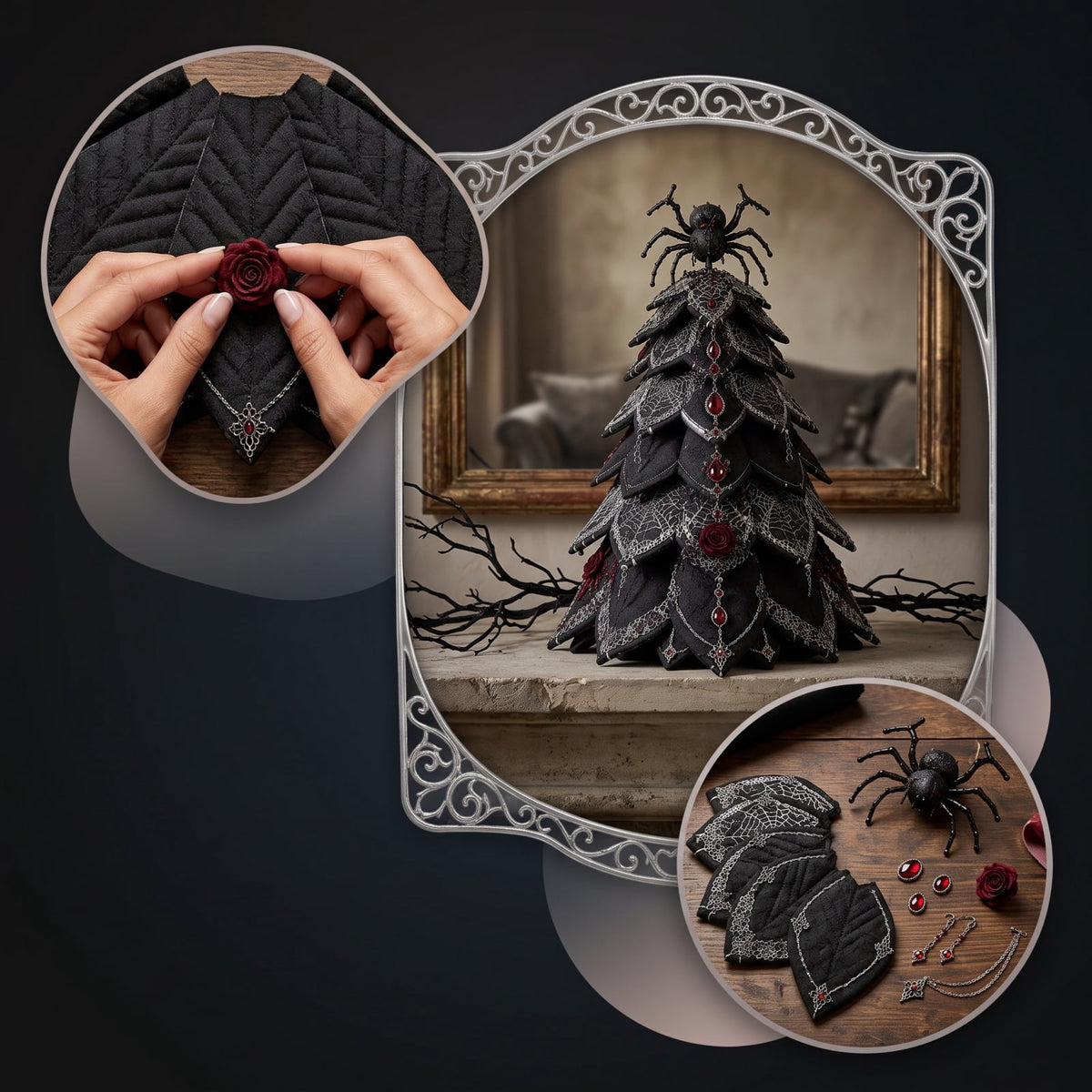 Halloween Fabric Trees - 11.8" DIY Halloween Quilted Fabric Tree Kit, Black Cat Pumpkin Witch Design, Sewing Patchwork Ghost Trees Holiday Table Mantel Decor, Handmade Gift for Craft Lovers
