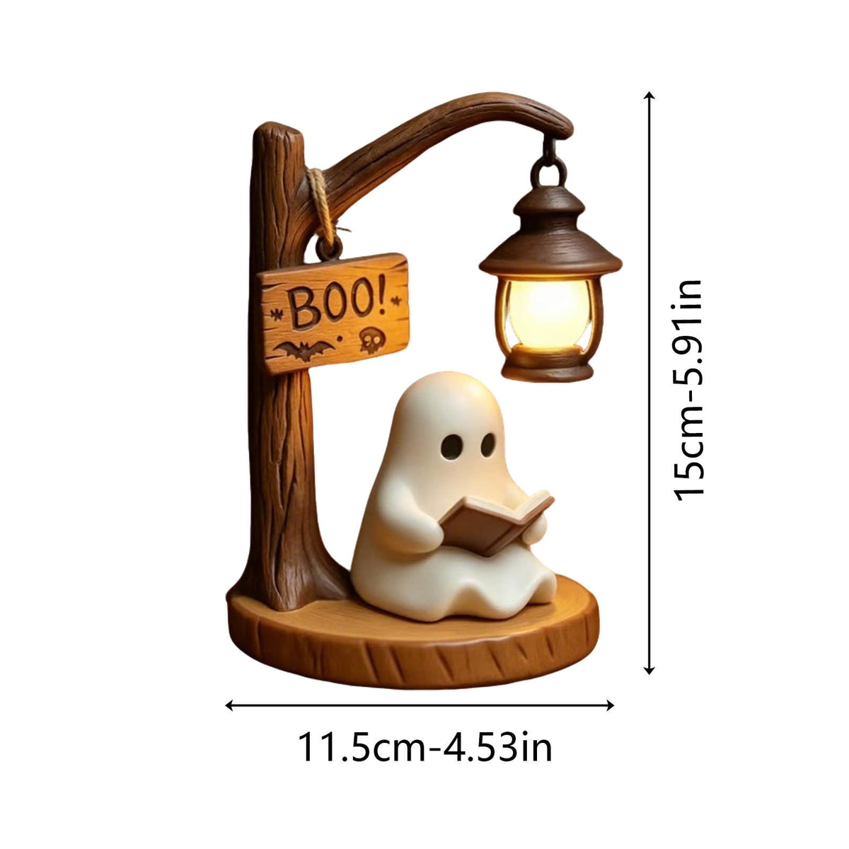SCNOR Friendly Ghost Statue with Pumpkin Candy Bowl, 11.8 Inch Halloween Decoration for Outdoor Porch, Yard, Patio & Indoor