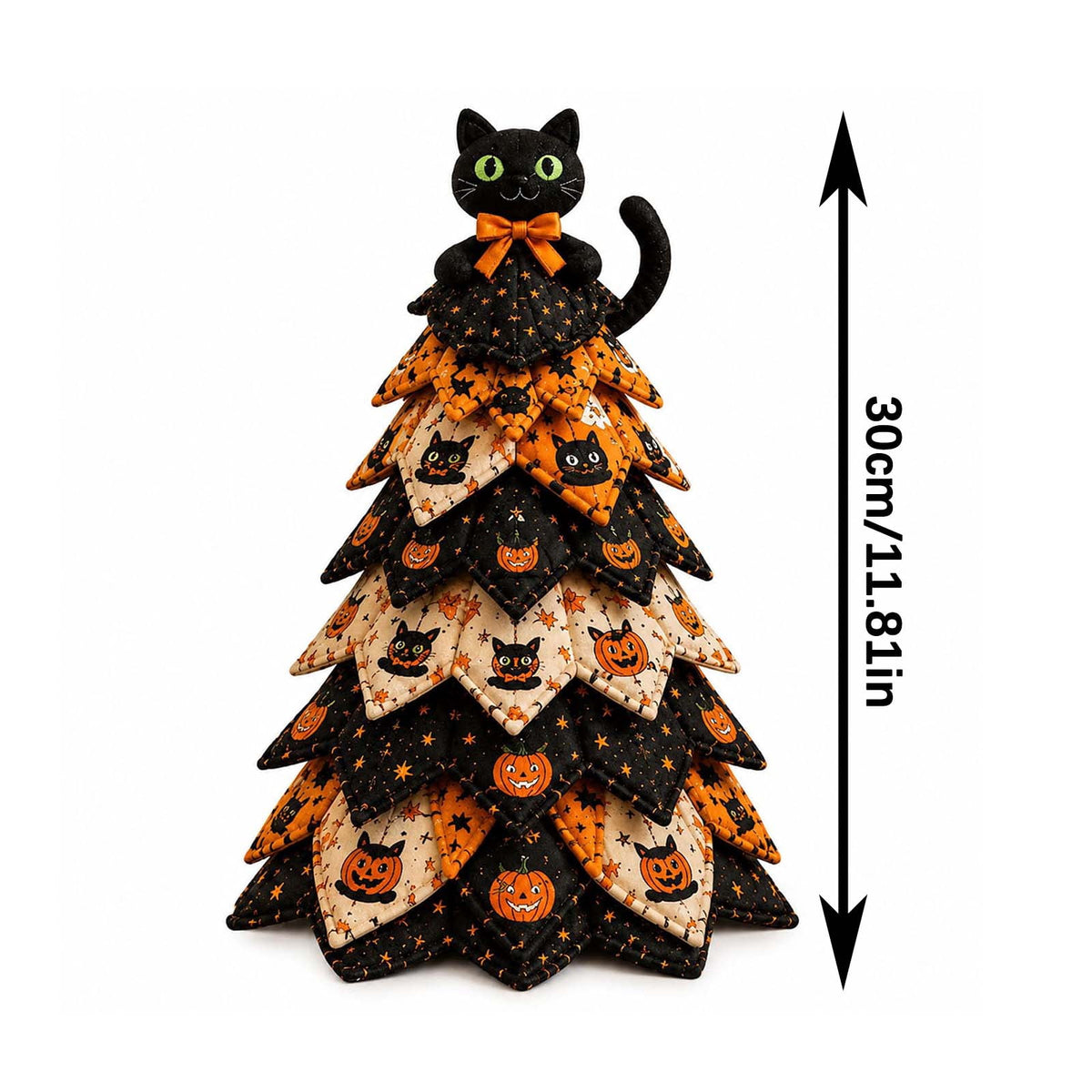 Halloween Fabric Trees - 11.8" DIY Halloween Quilted Fabric Tree Kit, Black Cat Pumpkin Witch Design, Sewing Patchwork Ghost Trees Holiday Table Mantel Decor, Handmade Gift for Craft Lovers