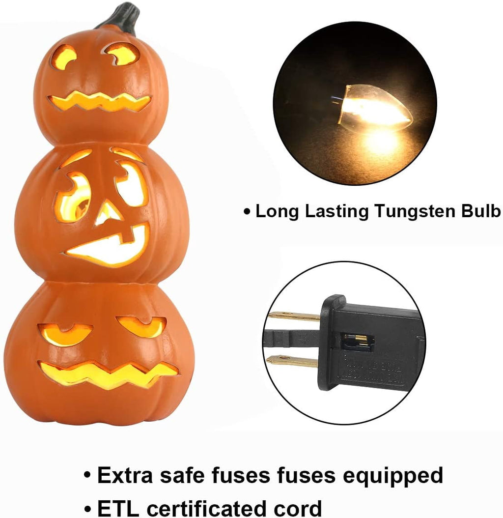 Gamexcel 14in Halloween Pumpkin Jack O Lantern With LED Bulb Indoor/Outdoor Pumpkin Party Decoration