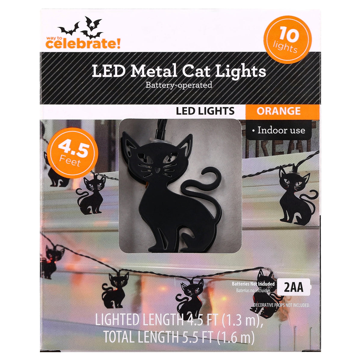 Indoor 10-Count Battery-Operated LED Metal Pumpkin String Lights, Orange, 4.5', Halloween by Way To Celebrate