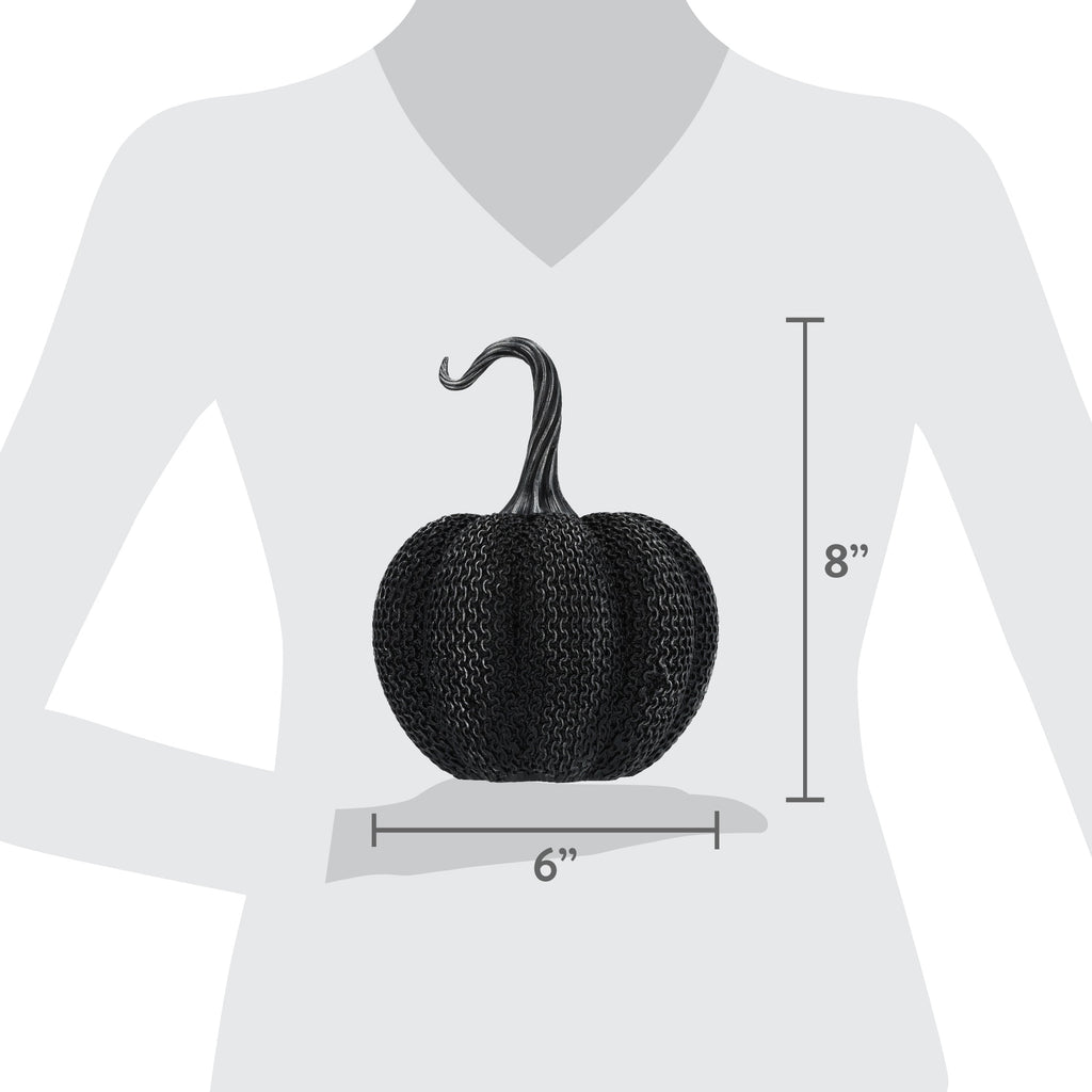 Resin Textured Pumpkin Decoration, Black, 7.9", Halloween by Way To Celebrate